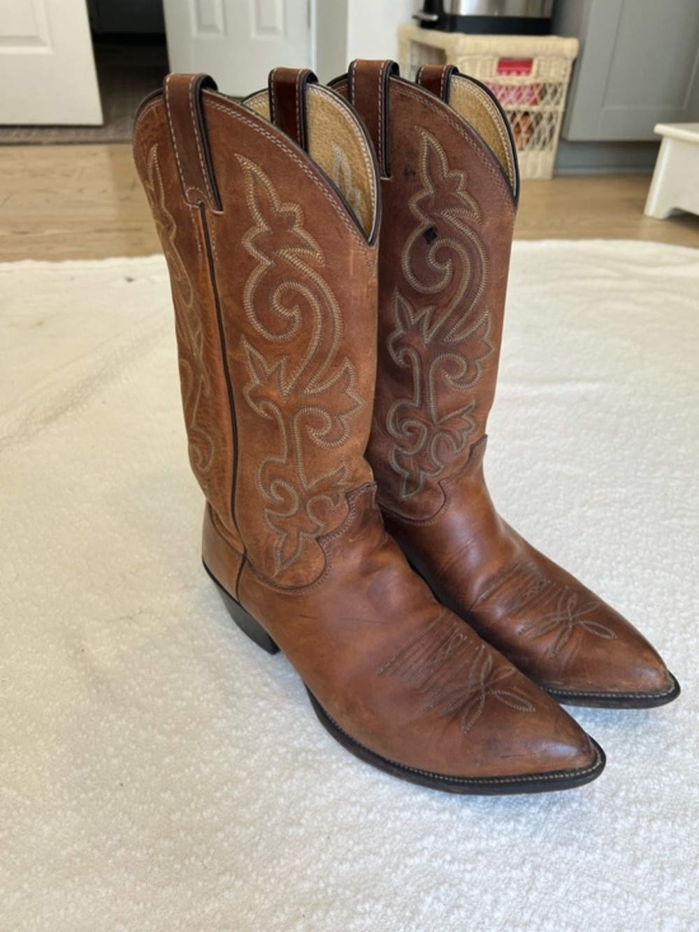Justin Vintage Brown Leather Western Cowboy Boots Style 2252 Size‎ 10B